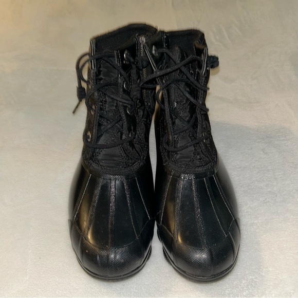 Sperry black waterproof rubber boot quilted top size 10M winter work wear - Picture 2 of 8